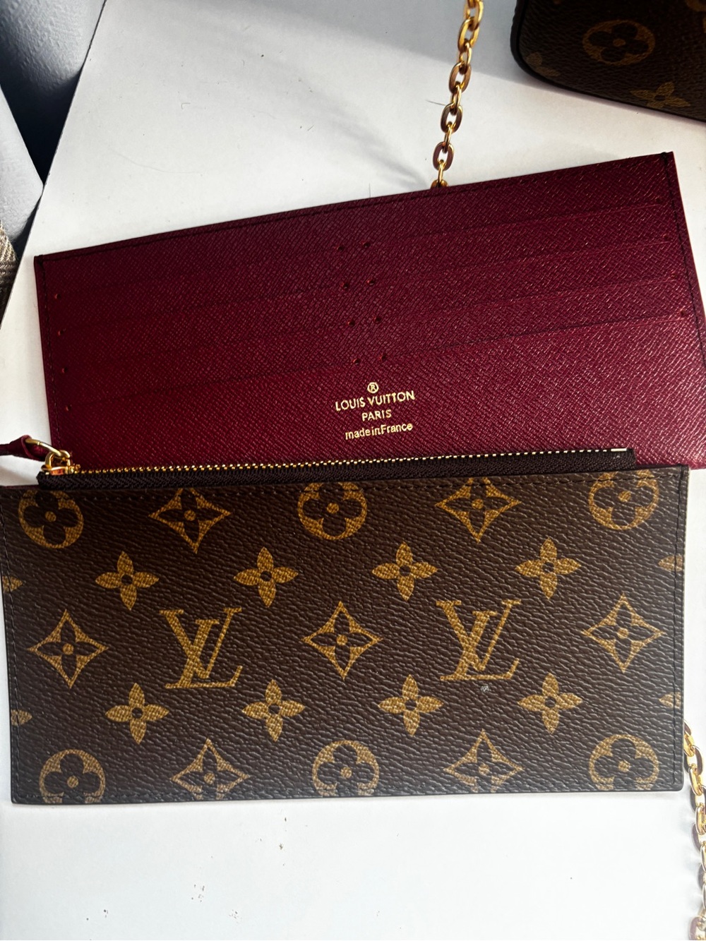 Louis Vuitton Monogram Crossbody Wallet in Brown with Gold Chain - Picture 2 of 6